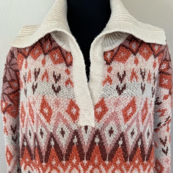 The General Good~Women’s Knit Sayf V- Neck Folded Collar Sweater Size Large - Picture 5 of 8